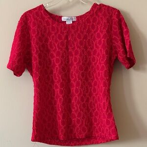 Stephanie Andrews Red Lace Short Sleeve Tee